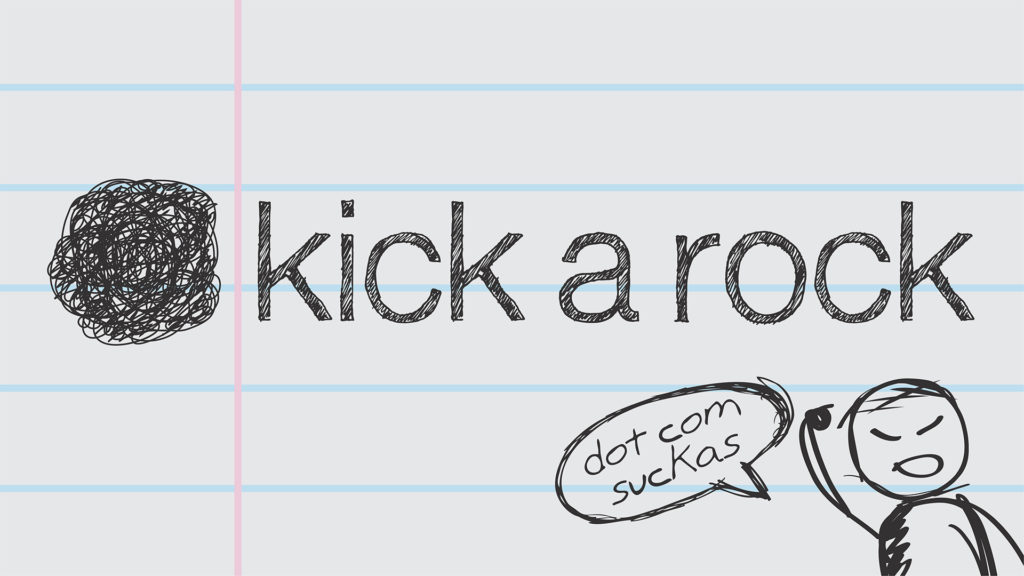 image of kick a rock logo and k-rock